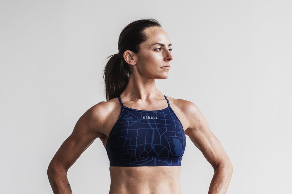 NOBULL Women's High-Neck Sports Bras - Deep Navy Madison - Ireland (3896WYSVI)